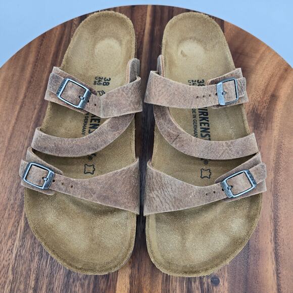 Birkenstock Salina BS Sandals Women's 7 38 Brown Leather Strappy Buckles Comfort - Picture 5 of 8